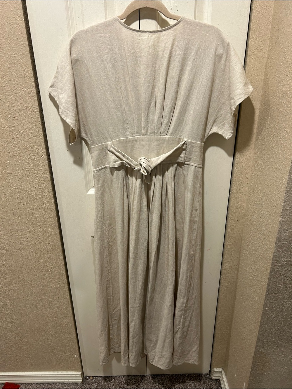 Linen Blend Midi Dress Lagenlook Prairie Cottagecore Resort , Small - Picture 2 of 6